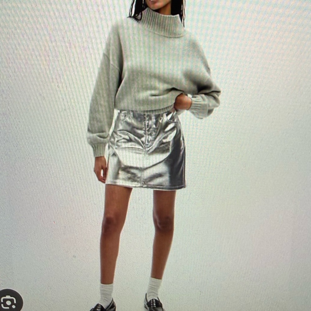 Gap Vegan Leather Silver Mini Skirt